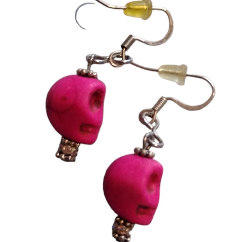 Pink Skull Earrings